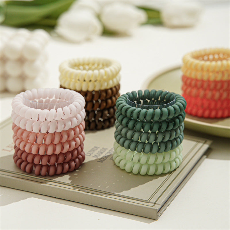 Candy Color Telephone Cord Hair Ties 6Pcs