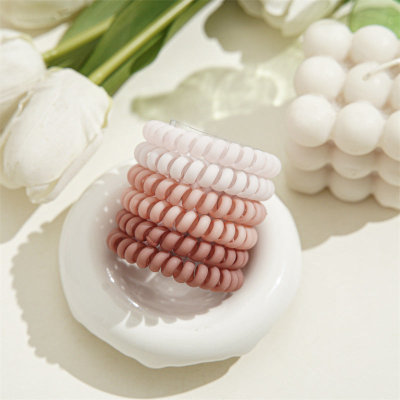 Candy Color Telephone Cord Hair Ties 6Pcs