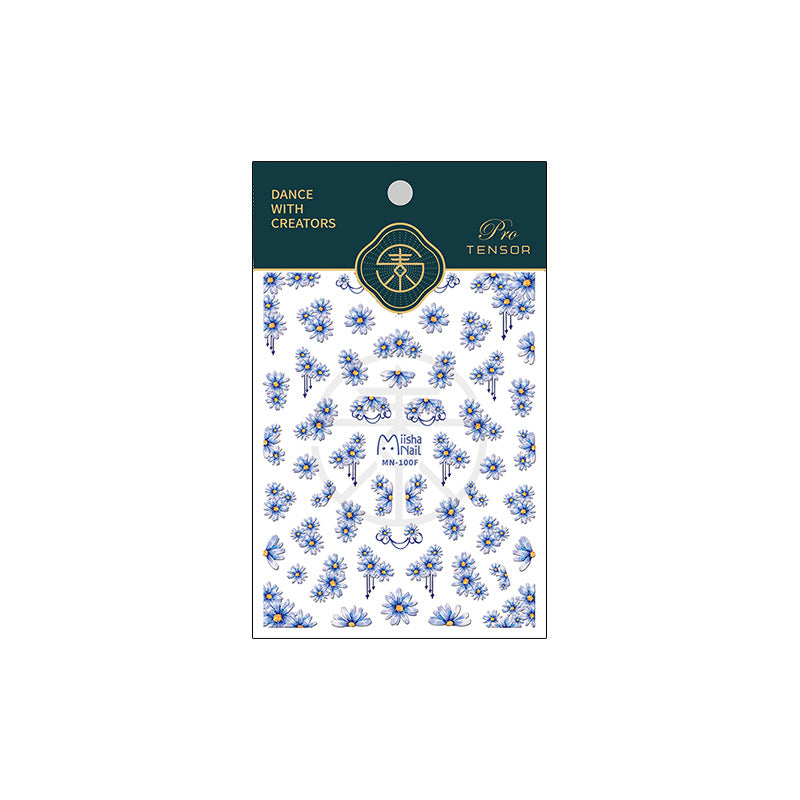 Blue Flower 5D Nail Stickers