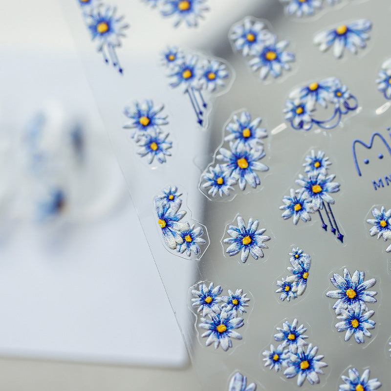 Blue Flower 5D Nail Stickers