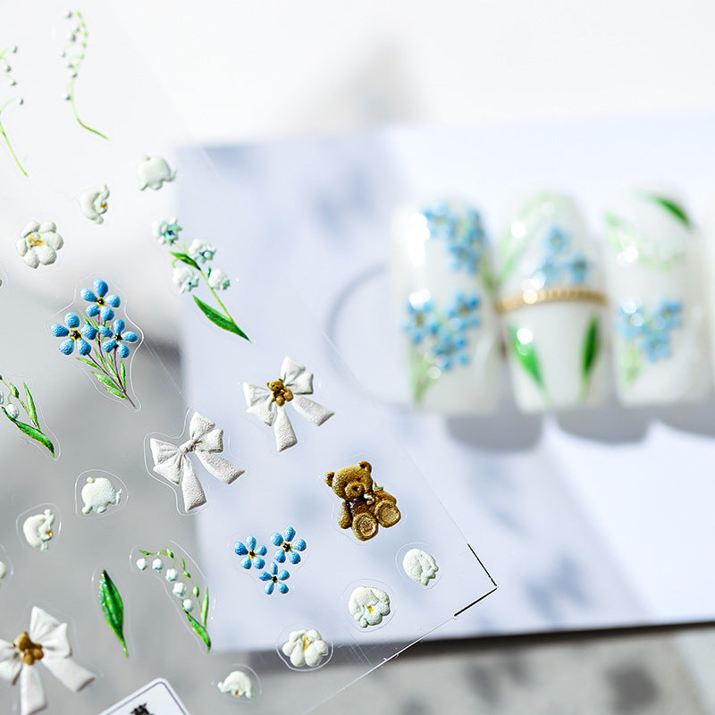 Bluebell Flowers 5D Nail Stickers