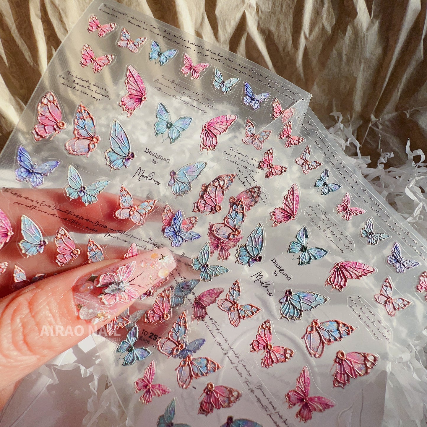 Colorful Vintage Butterfly 5D Nail Stickers