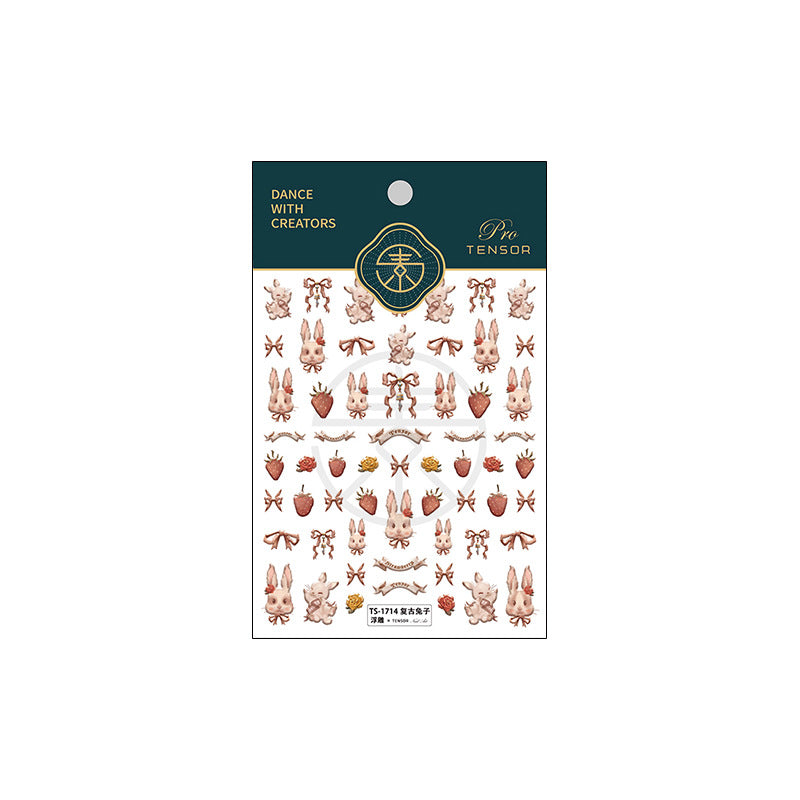 Vintage Rabbit 3D Nail Stickers