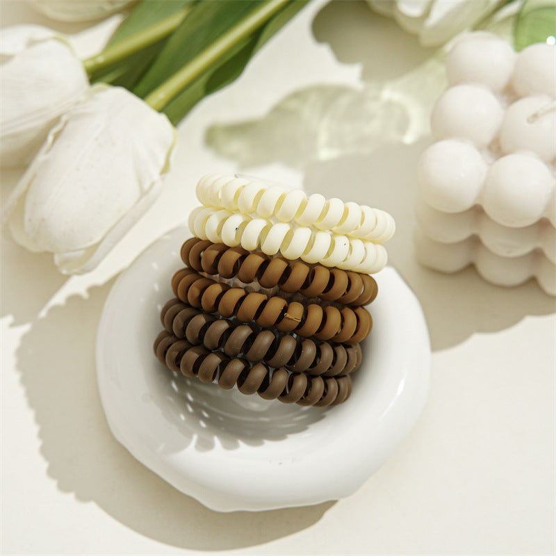 Candy Color Telephone Cord Hair Ties 6Pcs