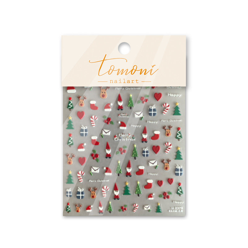 Classic Christmas Elements 5D Nail Stickers (4 Pcs)