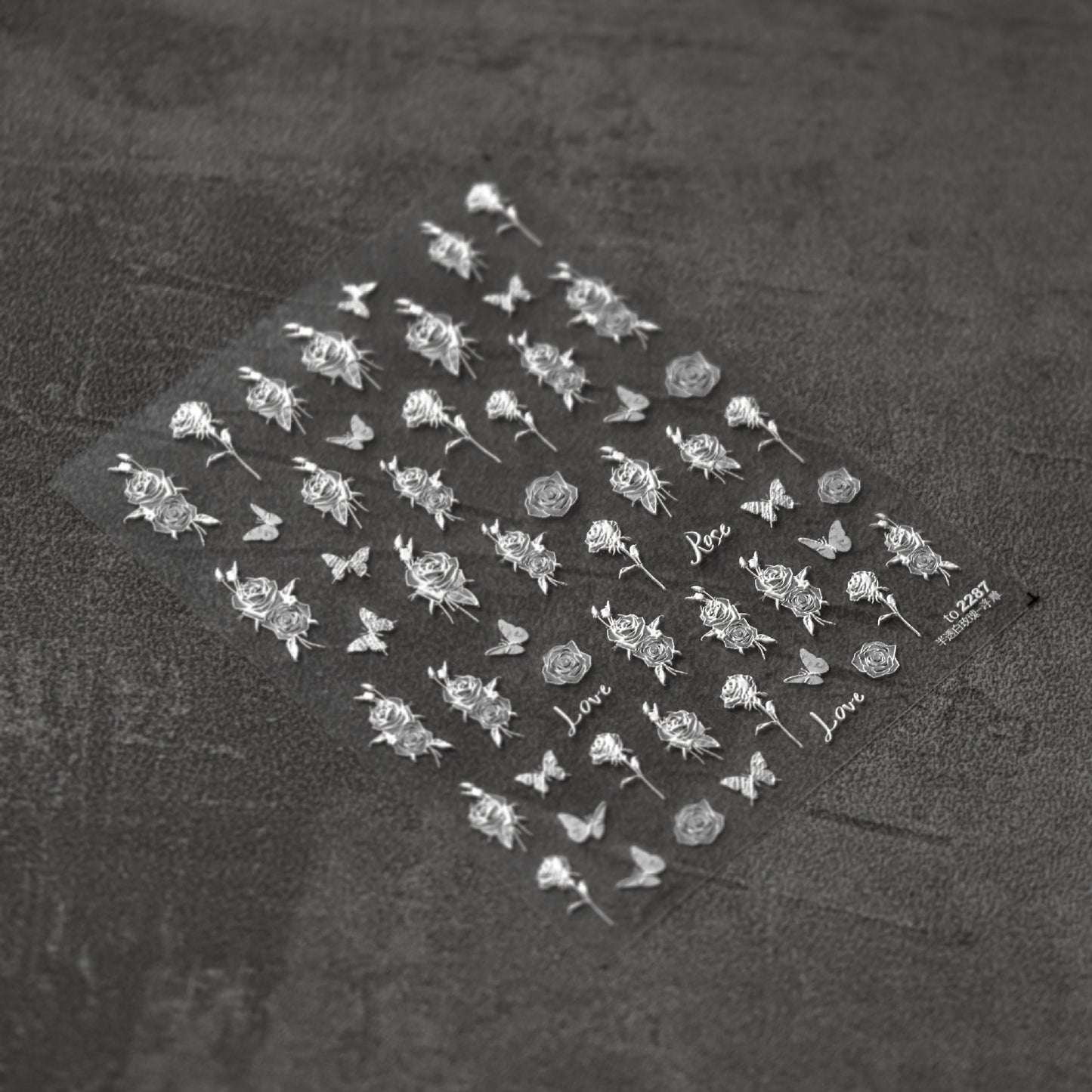 Butterfly & White Rose Flower 5D Nail Stickers for Wedding