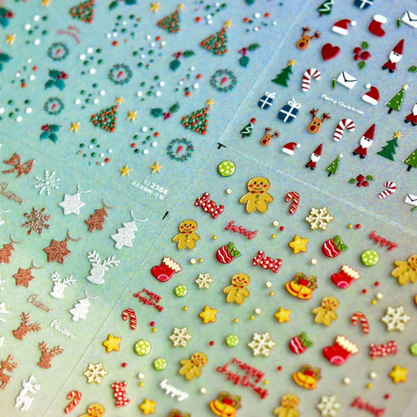 Classic Christmas Elements 5D Nail Stickers (4 Pcs)