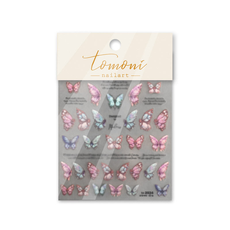 Colorful Vintage Butterfly 5D Nail Stickers