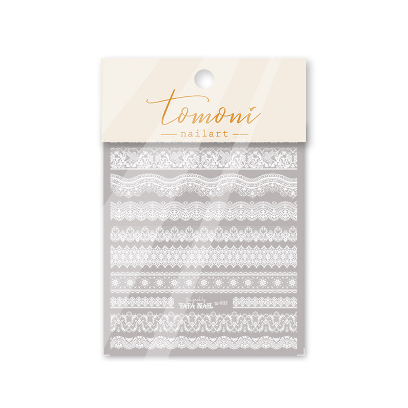 White & Black Lace Nail Stickers (2 Pcs) for Wedding