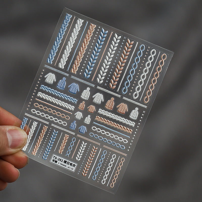 Colorful Sweater Pattern 5D Nail Stickers