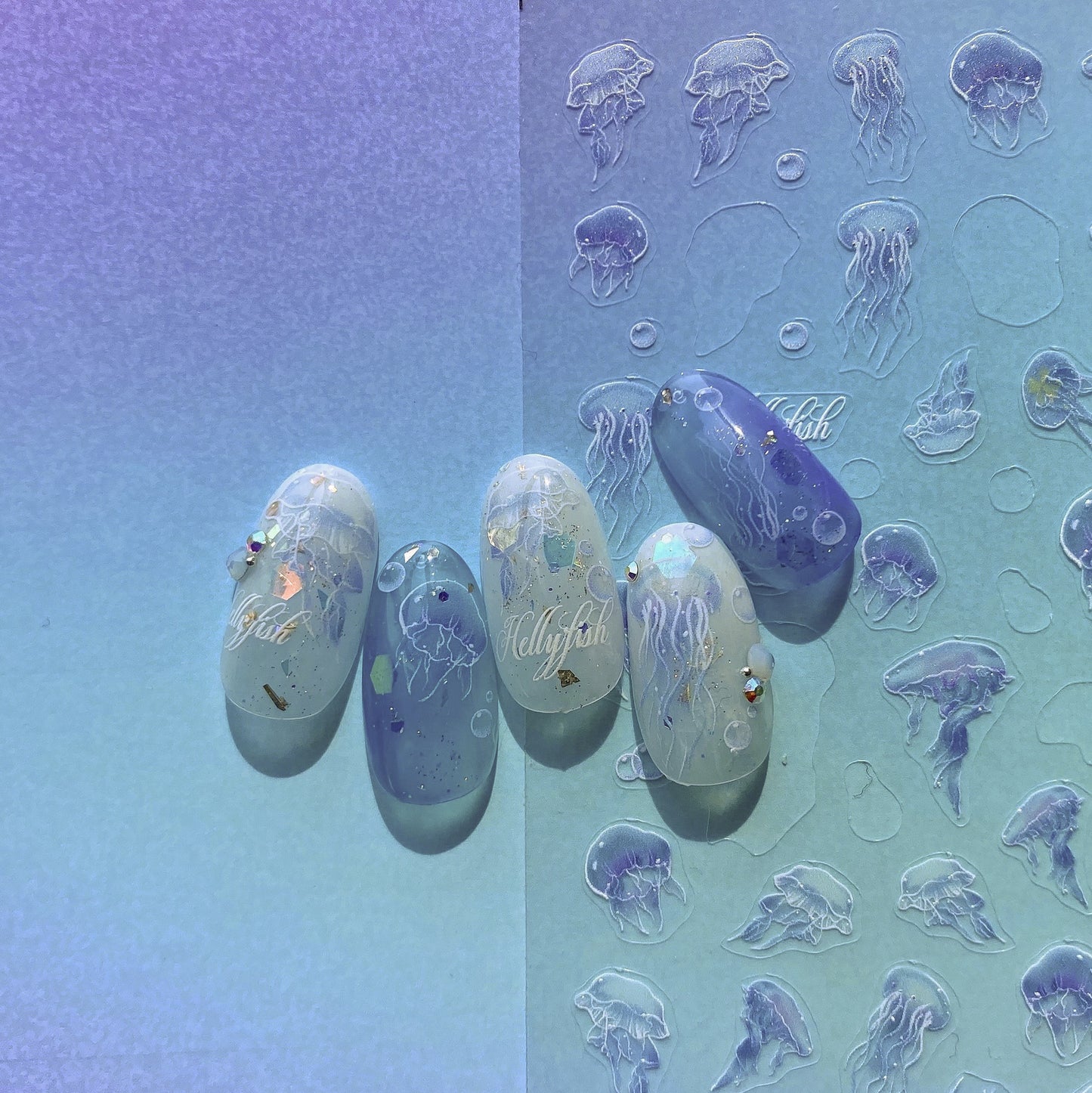 Sea World Jellyfish 5D Nail Stickers