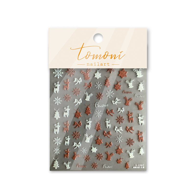 Classic Christmas Elements 5D Nail Stickers (4 Pcs)