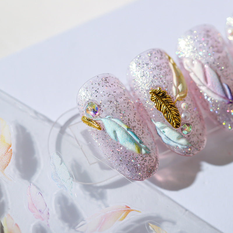 Colourful Feathers 5D Nail Stickers