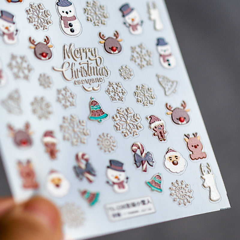 Cute Colorful Christmas Elements 5D Nail Stickers