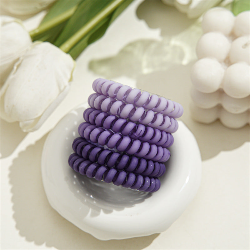 Candy Color Telephone Cord Hair Ties 6Pcs