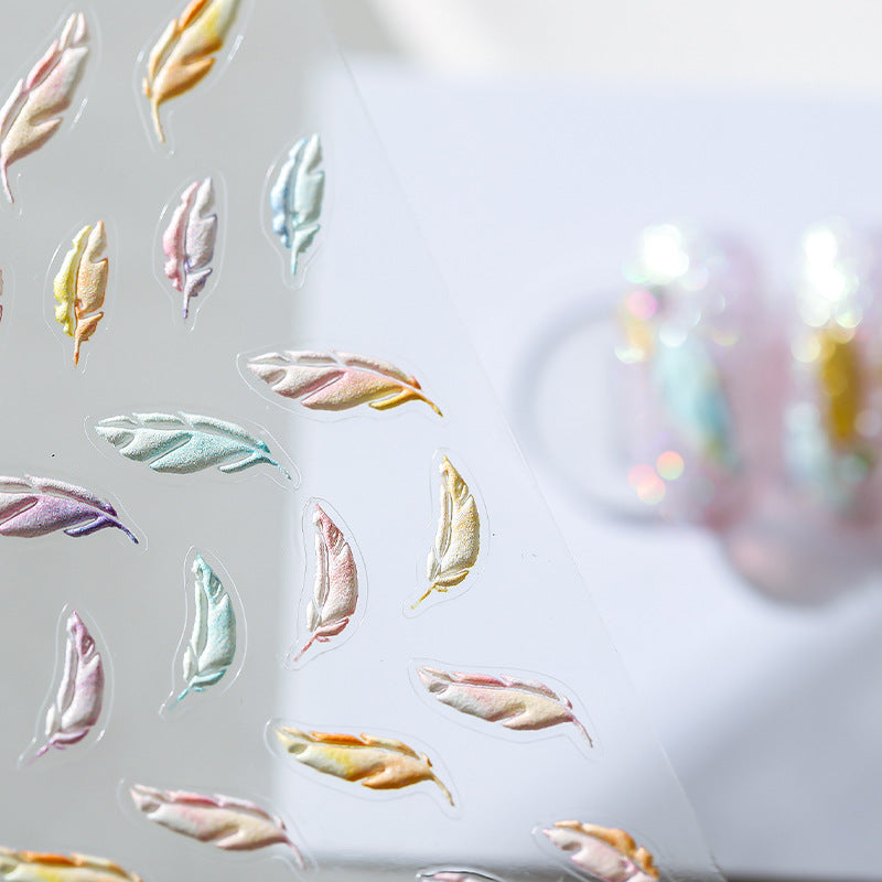 Colourful Feathers 5D Nail Stickers