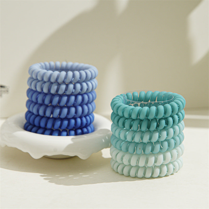 Candy Color Telephone Cord Hair Ties 6Pcs