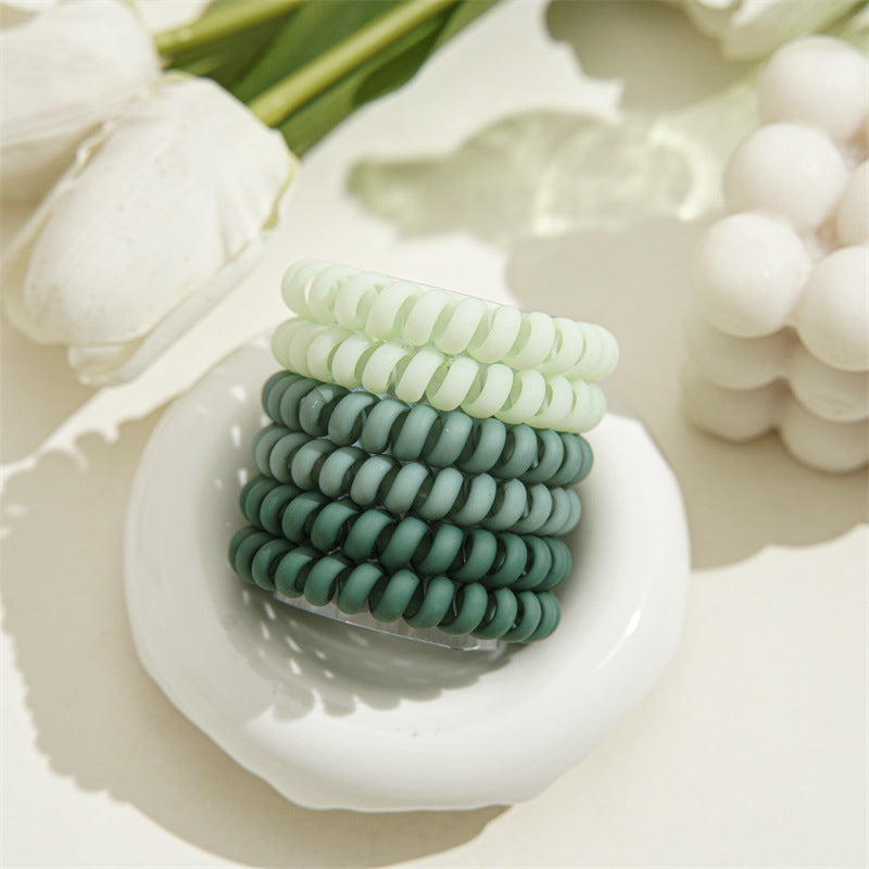 Candy Color Telephone Cord Hair Ties 6Pcs