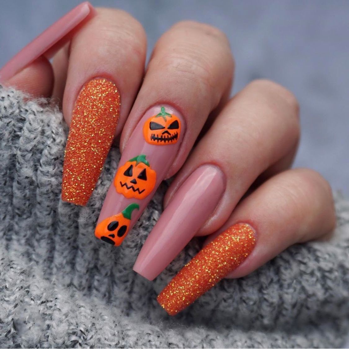 Classic Halloween Press On Nails Coffin False Nails 24 PCS