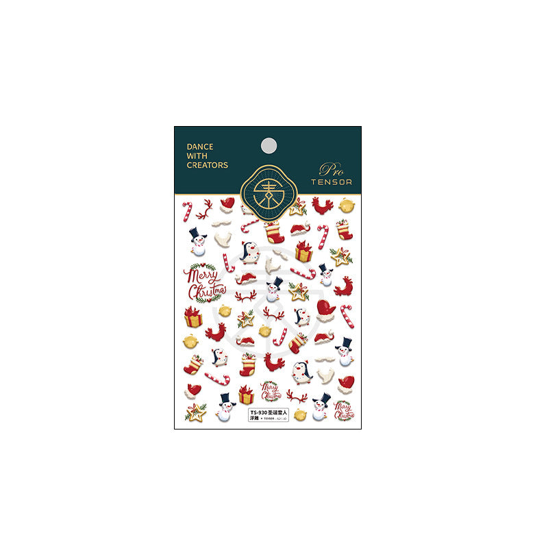 Classic Christmas 5D Nail Stickers 3 PCS