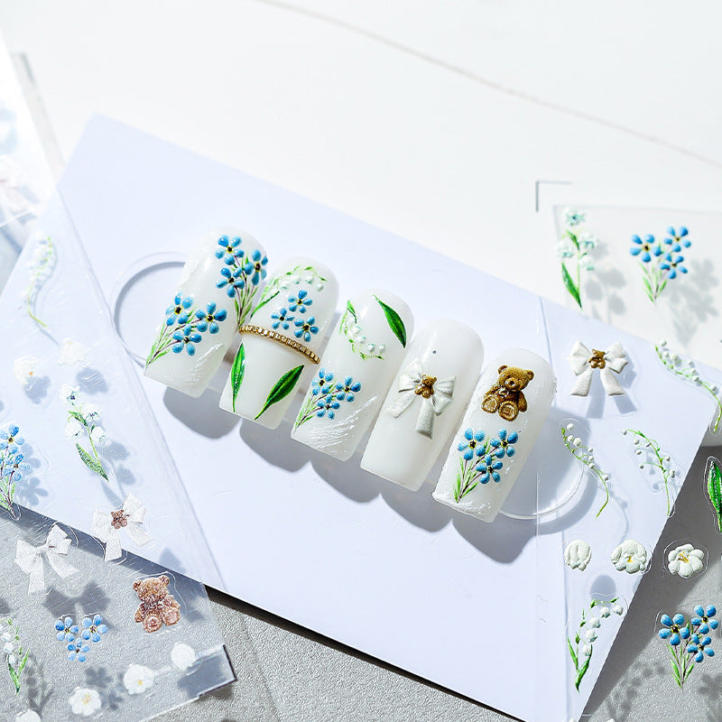 Bluebell Flowers 5D Nail Stickers