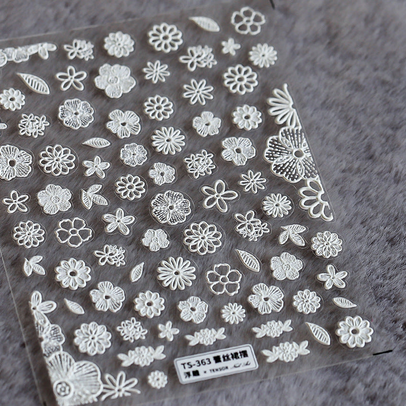 Lace Flower 5D Nail Stickers
