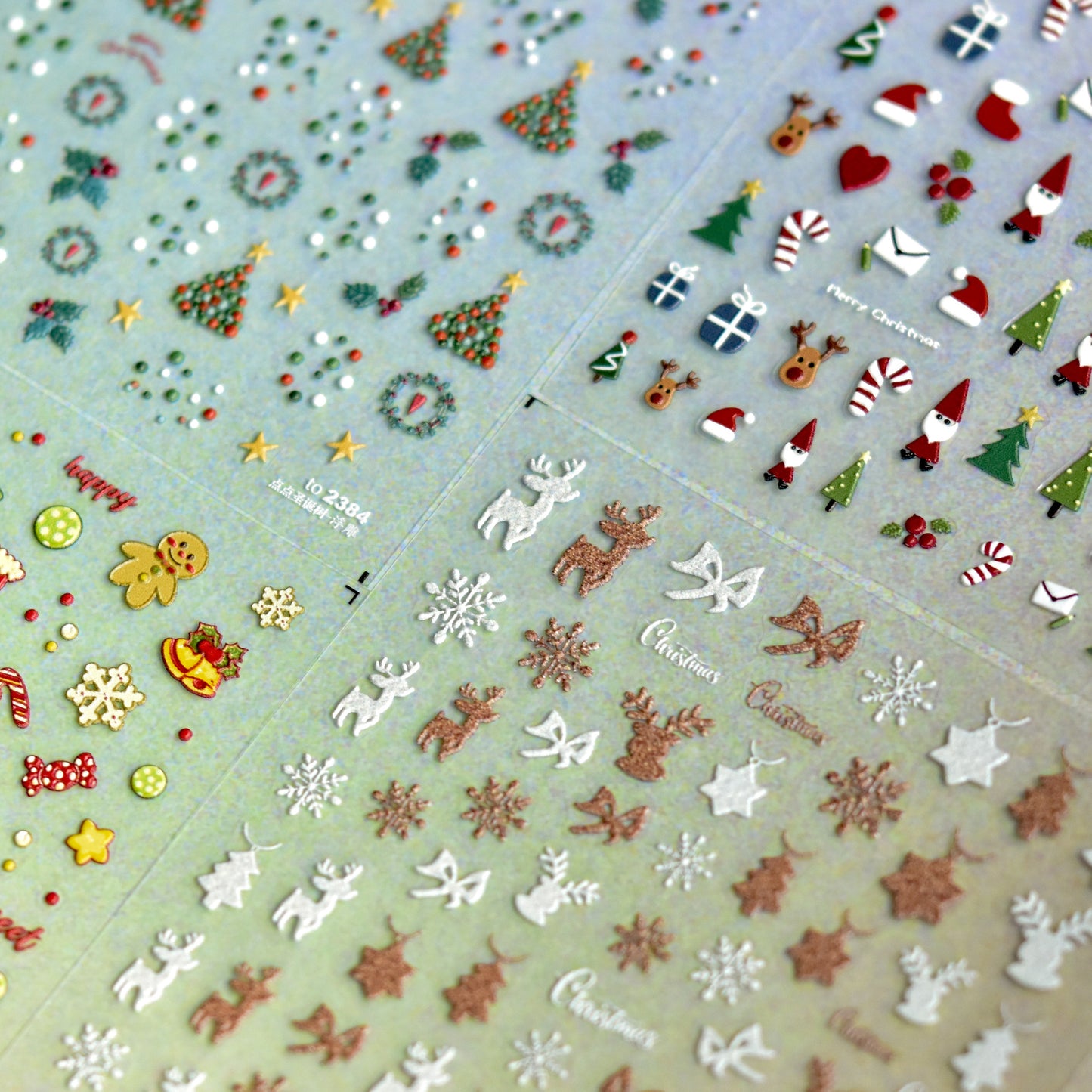 Classic Christmas Elements 5D Nail Stickers (4 Pcs)