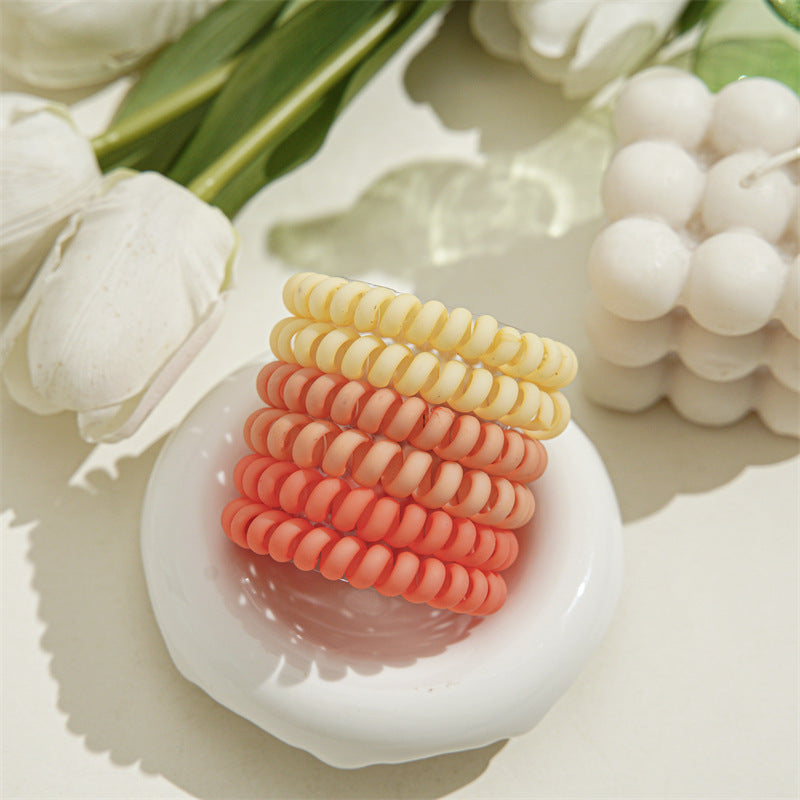 Candy Color Telephone Cord Hair Ties 6Pcs