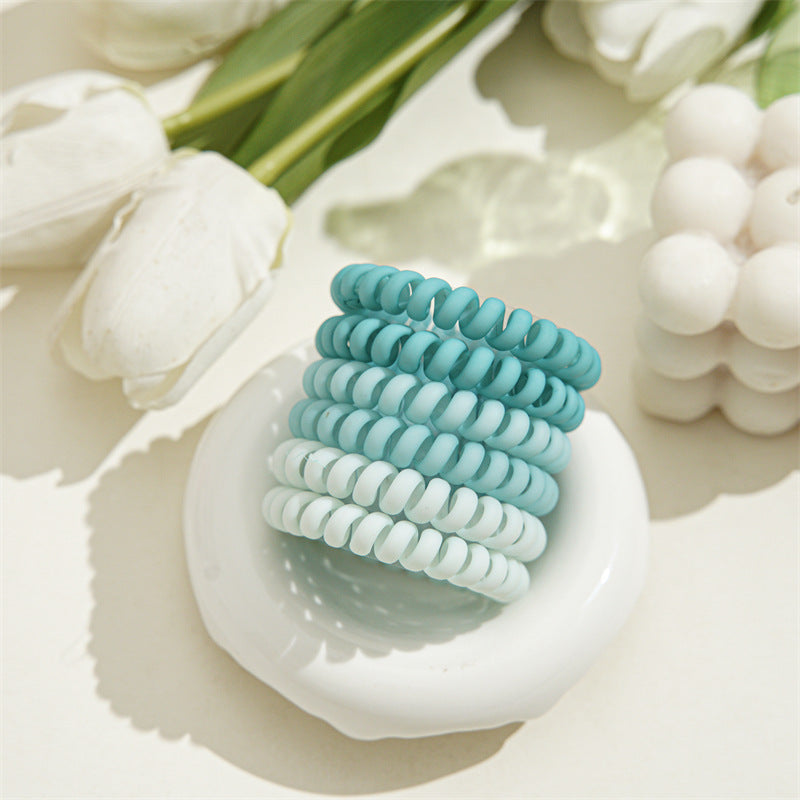 Candy Color Telephone Cord Hair Ties 6Pcs
