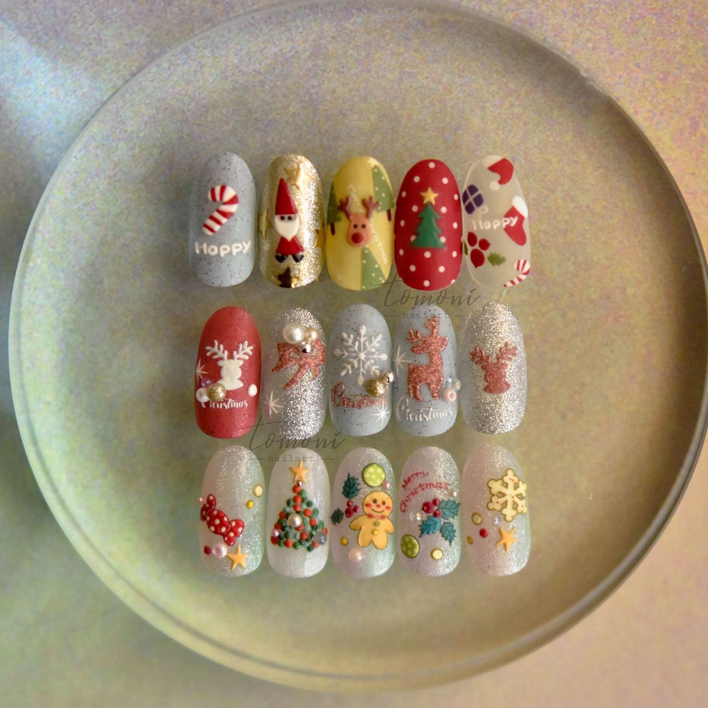 Classic Christmas Elements 5D Nail Stickers (4 Pcs)