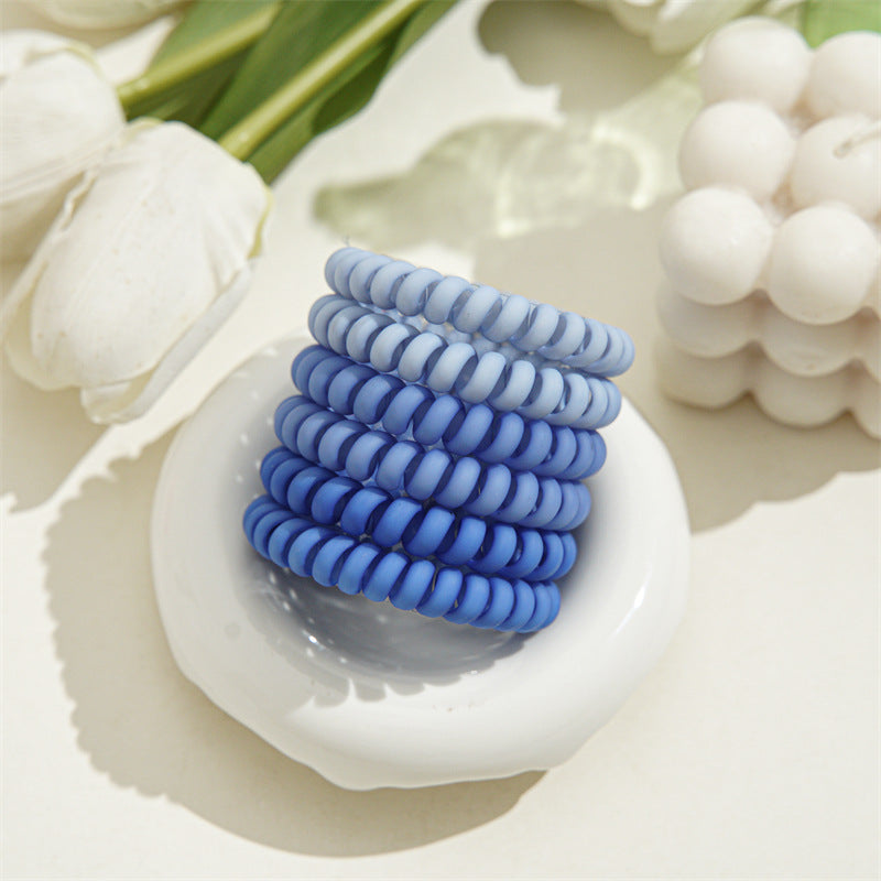 Candy Color Telephone Cord Hair Ties 6Pcs