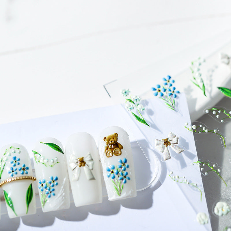 Bluebell Flowers 5D Nail Stickers