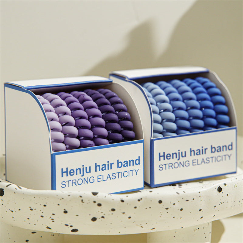 Candy Color Telephone Cord Hair Ties 6Pcs