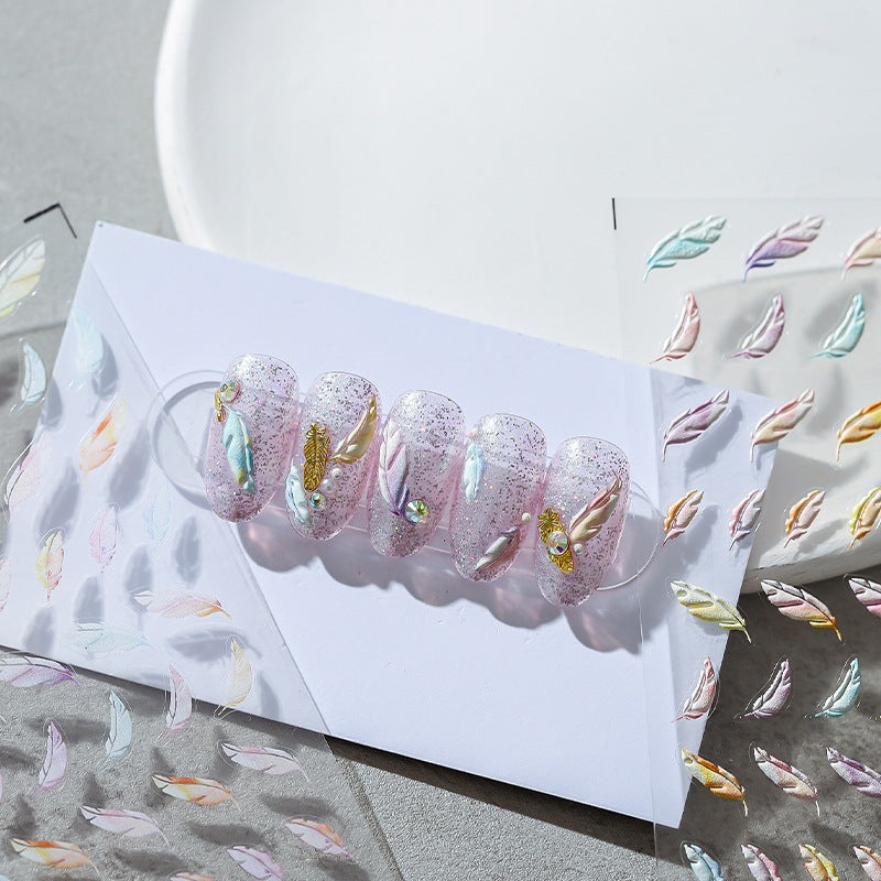 Colourful Feathers 5D Nail Stickers