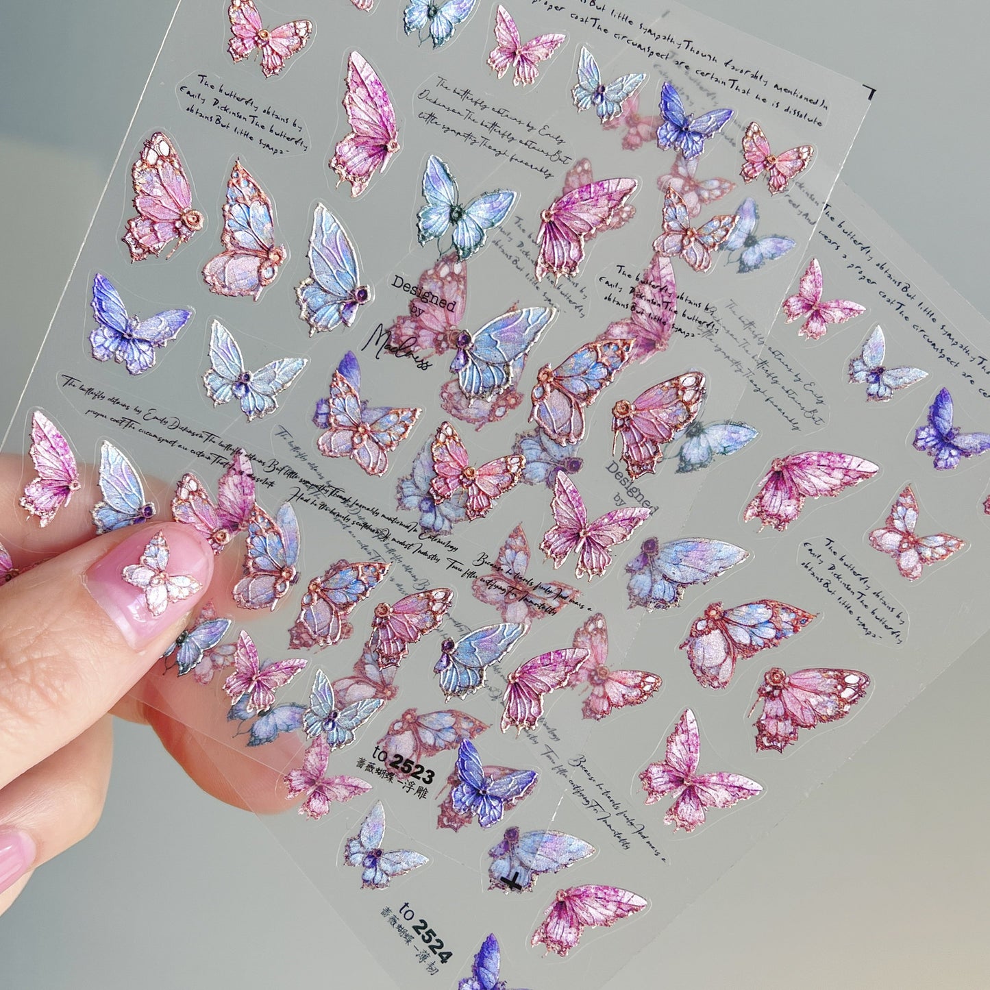 Colorful Vintage Butterfly 5D Nail Stickers