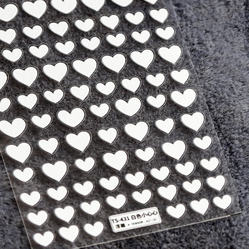 White Heart 5D Nail Stickers