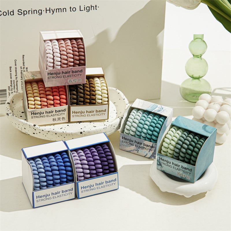 Candy Color Telephone Cord Hair Ties 6Pcs