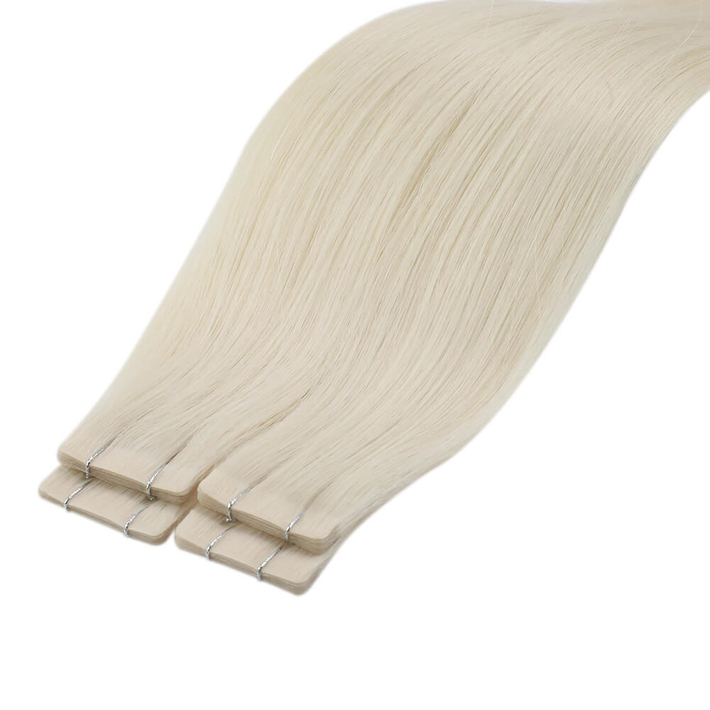 Ice Blonde #60 Invisible Virgin Remy Tape in Hair Extensions