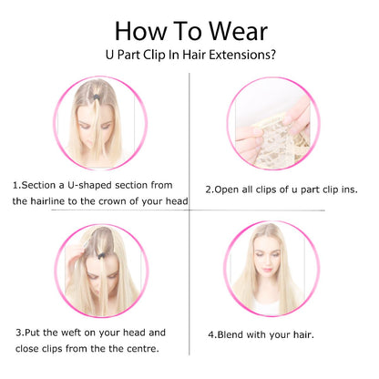 Jet Black (#1) U Part Clip In Hair Extensions