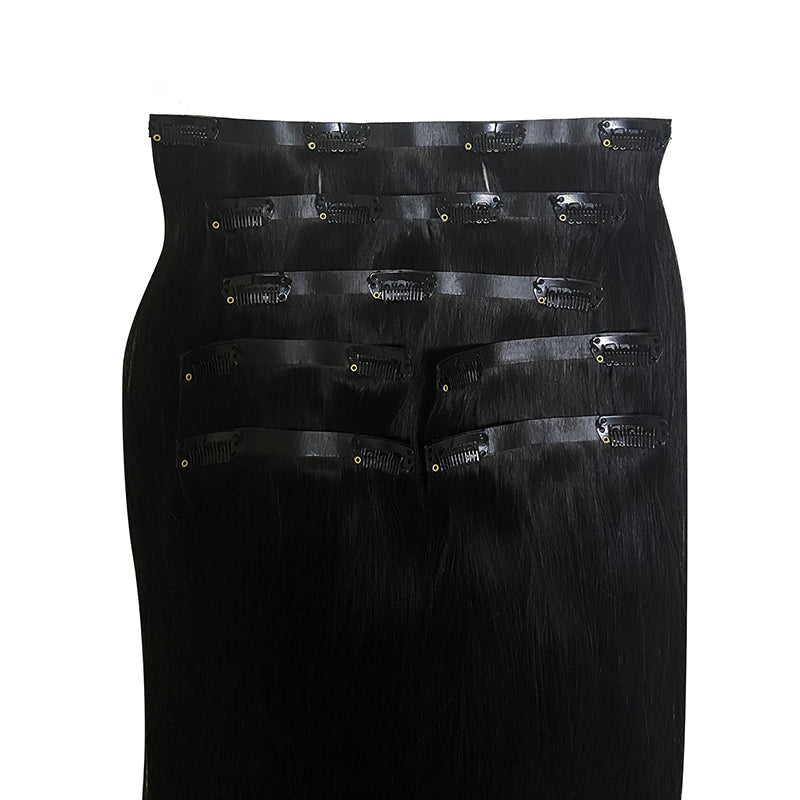 Jet Black (#1) Seamless Clip In Hair Extensions