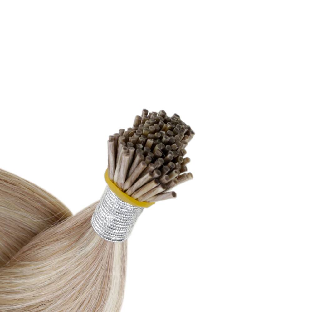Medium Brown + Strawberry Blonde #P4/27 Highlights Virgin Remy I Tip Hair Extensions