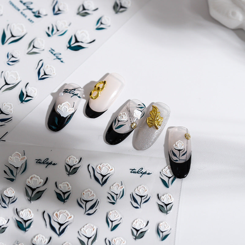 White Tulip 5D Nail Stickers