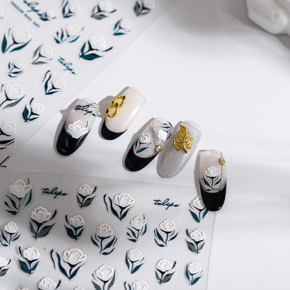 White Tulip 5D Nail Stickers