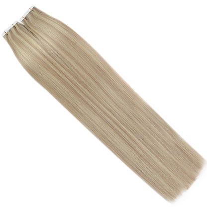 Blonde Highlights #P18/613 Invisible Virgin Remy Tape in Hair Extensions