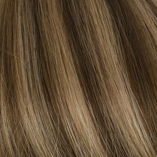 Medium Brown + Caramel Blonde Balayage (#4/27/4) Seamless Clip In Hair Extensions