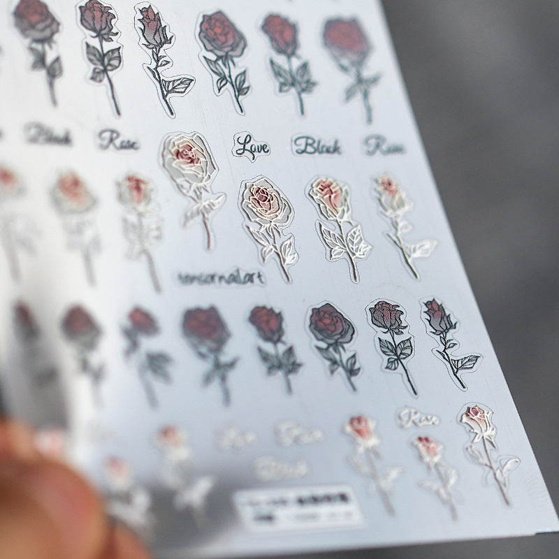 Red Rose 5D Nail Stickers