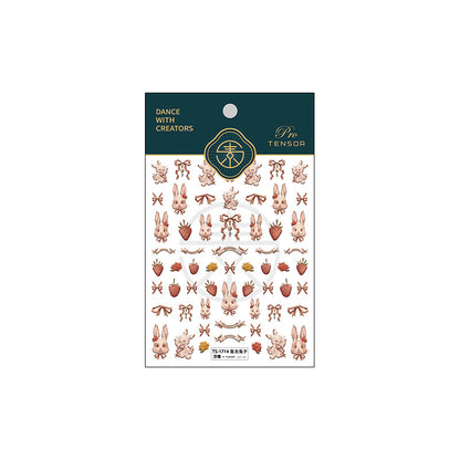 Vintage Rabbit 3D Nail Stickers