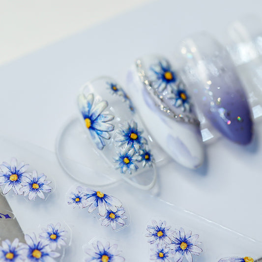 Blue Flower 5D Nail Stickers