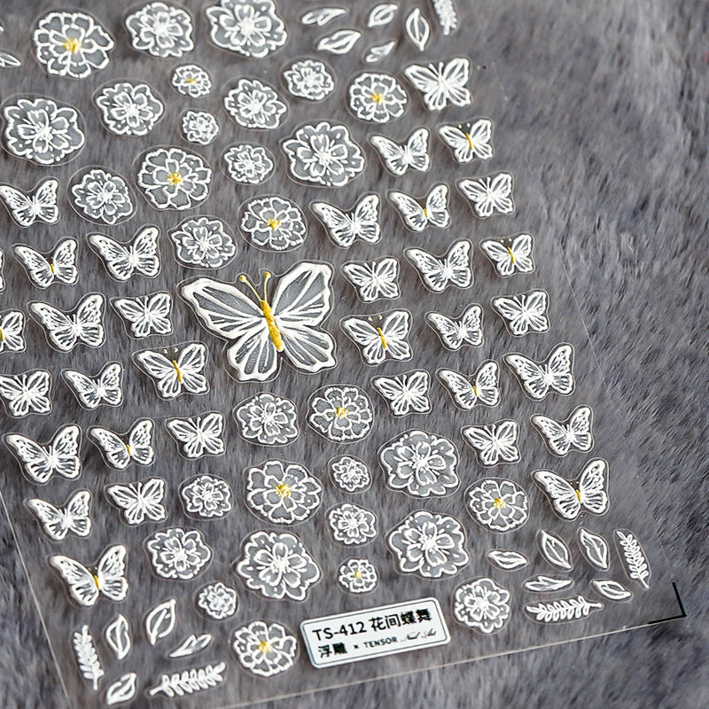 Butterfly in Flower 5D Nail Stickers