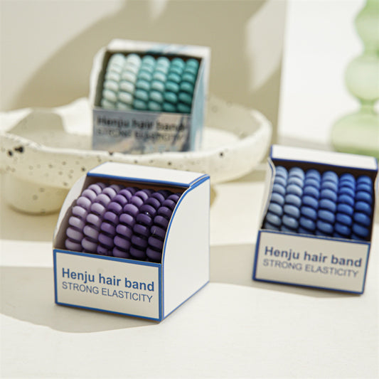 Candy Color Telephone Cord Hair Ties 6Pcs